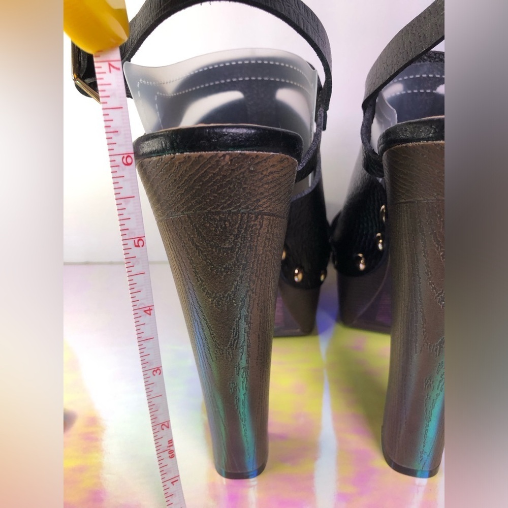 Black Croc-Embossed Platform Heels size 7 NWOT - Picture 9 of 13